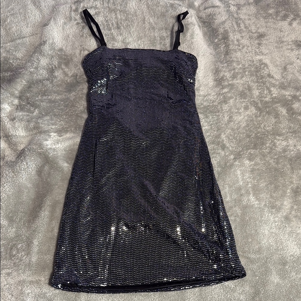 Navy Sequin Mini Dress